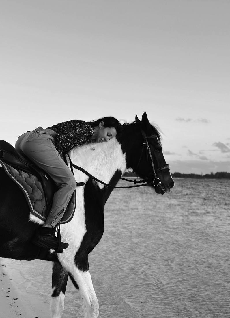 Slow travel — horseback, black and white